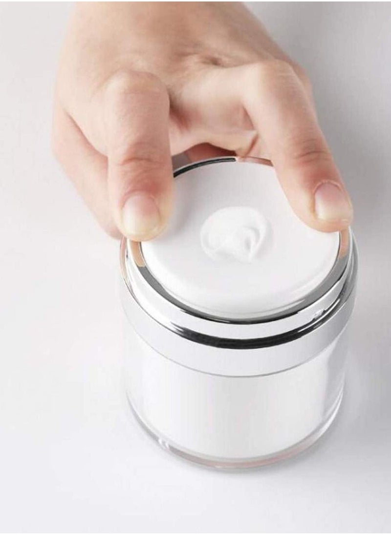 KASTWAVE - Cosmetic Cream Jar, 2 Pack 1.7 oz Airless Pump Jars Empty Acrylic Emulsions Containers with Pump, Refillable Travel Lotion Jar Bottle With Lid for Thick Moisturizer, Skincare Cream, White - Image 1
