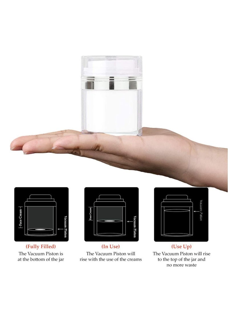 KASTWAVE - Cosmetic Cream Jar, 2 Pack 1.7 oz Airless Pump Jars Empty Acrylic Emulsions Containers with Pump, Refillable Travel Lotion Jar Bottle With Lid for Thick Moisturizer, Skincare Cream, White - Image 1