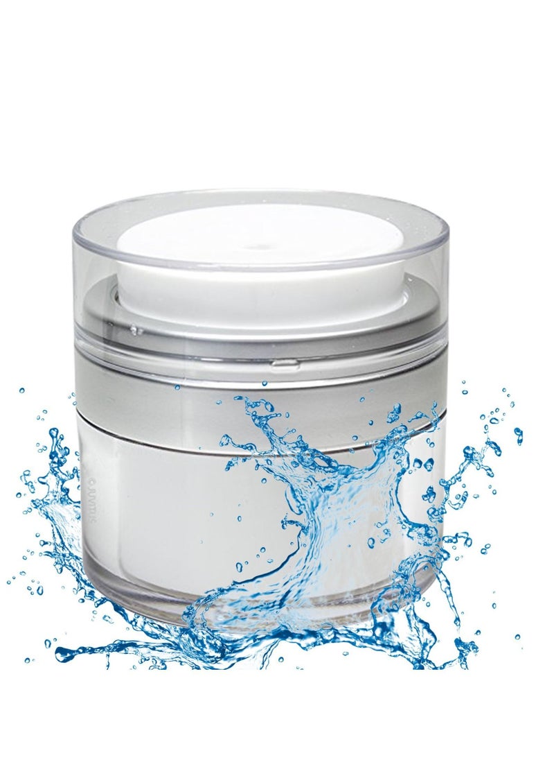 KASTWAVE - Cosmetic Cream Jar, 2 Pack 1.7 oz Airless Pump Jars Empty Acrylic Emulsions Containers with Pump, Refillable Travel Lotion Jar Bottle With Lid for Thick Moisturizer, Skincare Cream, White - Image 1