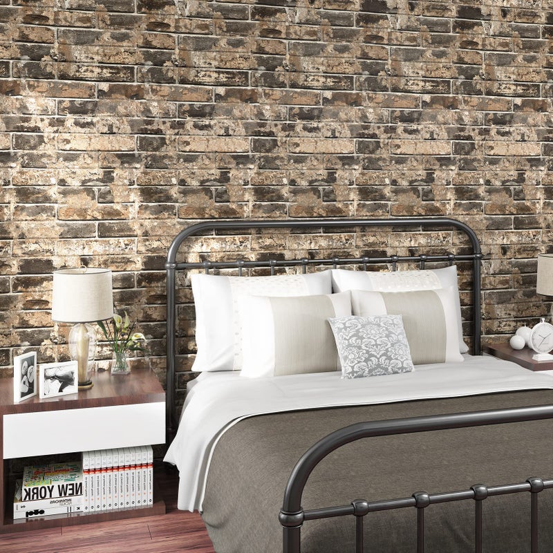 Wallderful Vintage Brown Brick Wallpaper Peel and Stick Textured 3D Faux Brick Contact Paper Self Adhesive Waterproof Stick on Wallpaper for Bedroom Bathroom Kitchen Backsplash Removable Decor Vinyl - Image 5