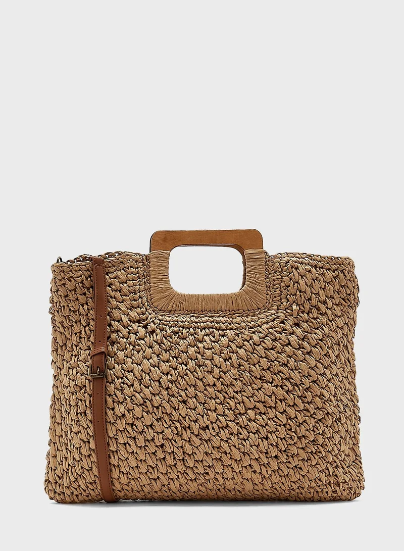 Ayra Wooden Handle Tote Bag