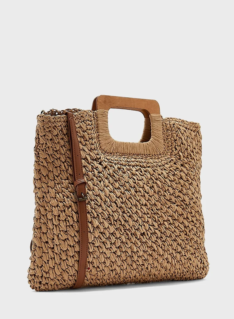 Ayra Wooden Handle Tote Bag