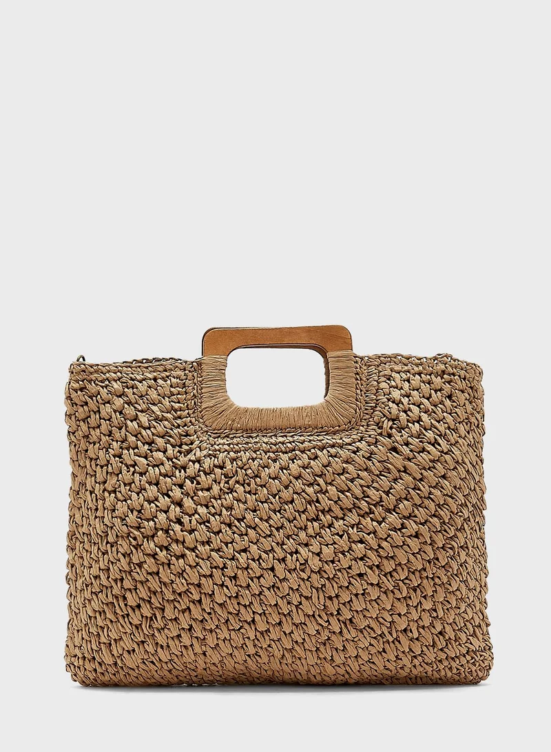 Ayra Wooden Handle Tote Bag