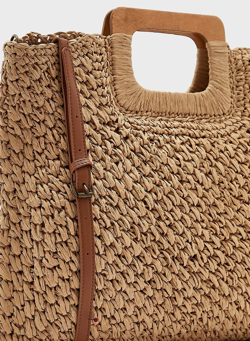 Ayra Wooden Handle Tote Bag