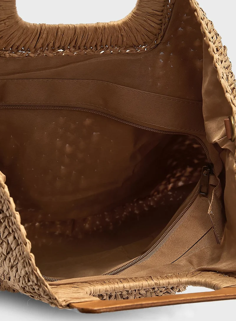 Ayra Wooden Handle Tote Bag