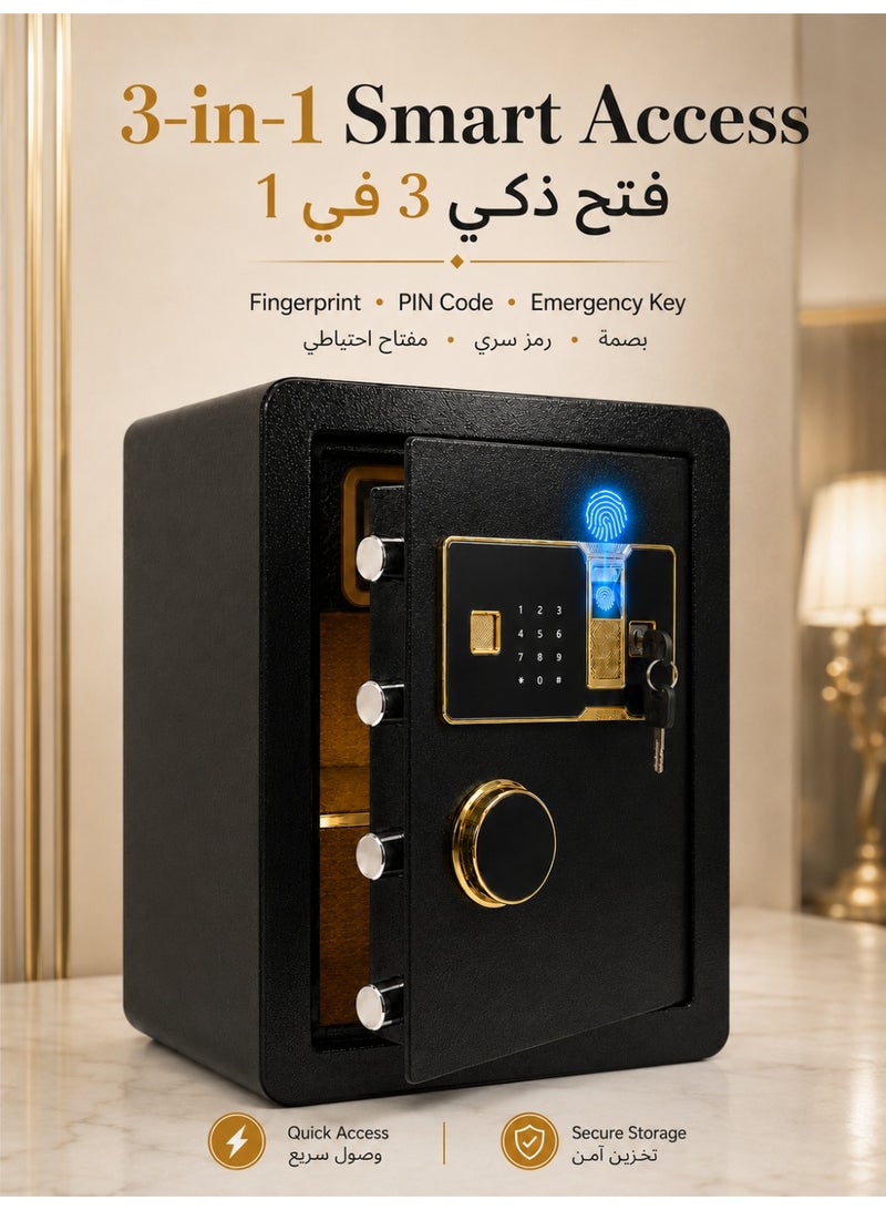 ALongDeng Fingerprint Safe Box for Home, Electronic Digital Security Safe with Keypad & Emergency Key, Anti-Theft Home Safe Box for Cash Jewelry Documents, Compact Mini Security Safe for Bedroom Office Use - Image 1