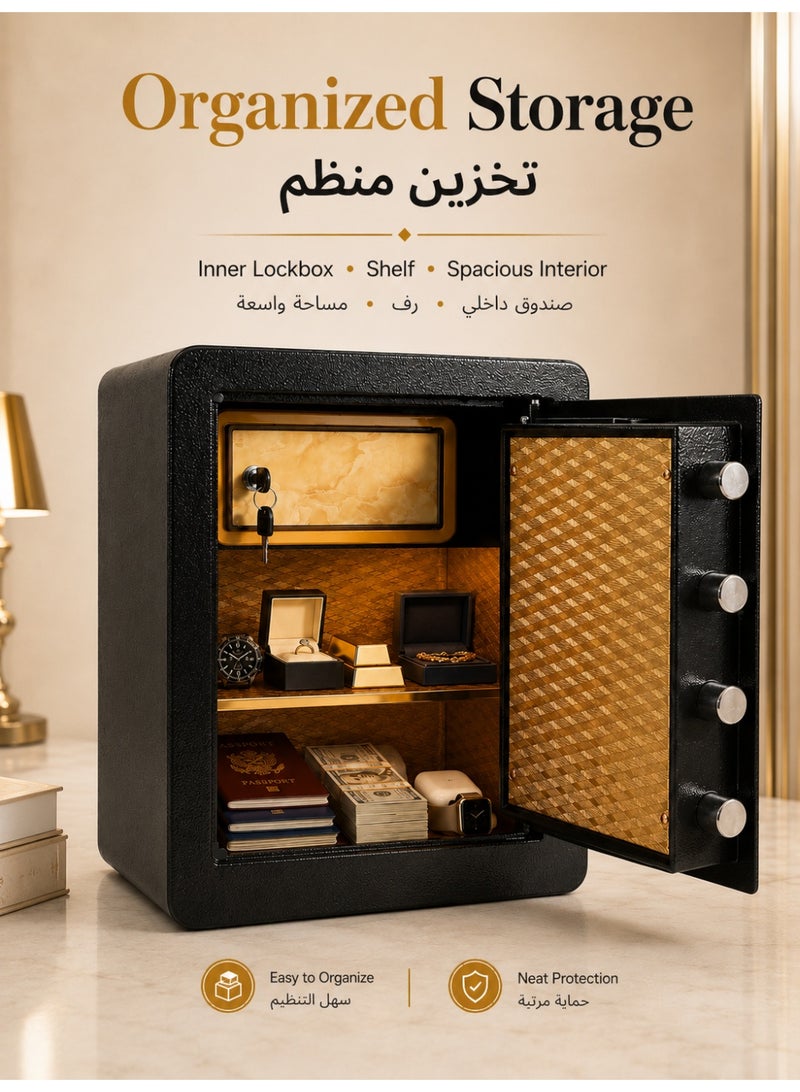ALongDeng Fingerprint Safe Box for Home, Electronic Digital Security Safe with Keypad & Emergency Key, Anti-Theft Home Safe Box for Cash Jewelry Documents, Compact Mini Security Safe for Bedroom Office Use - Image 4