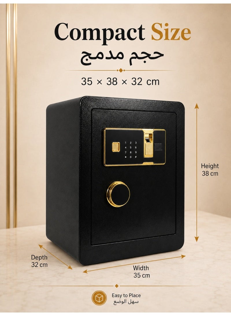 ألونغد خزنة بصمة، خزنة منزلية رقمية ذكية مع رمز سري ومفتاح احتياطي، صندوق أمان إلكتروني لحفظ المجوهرات والنقود والمستندات والمقتنيات الثمينة، خزنة فولاذية صغيرة للمنزل والمكتب وغرفة النوم - Image 5