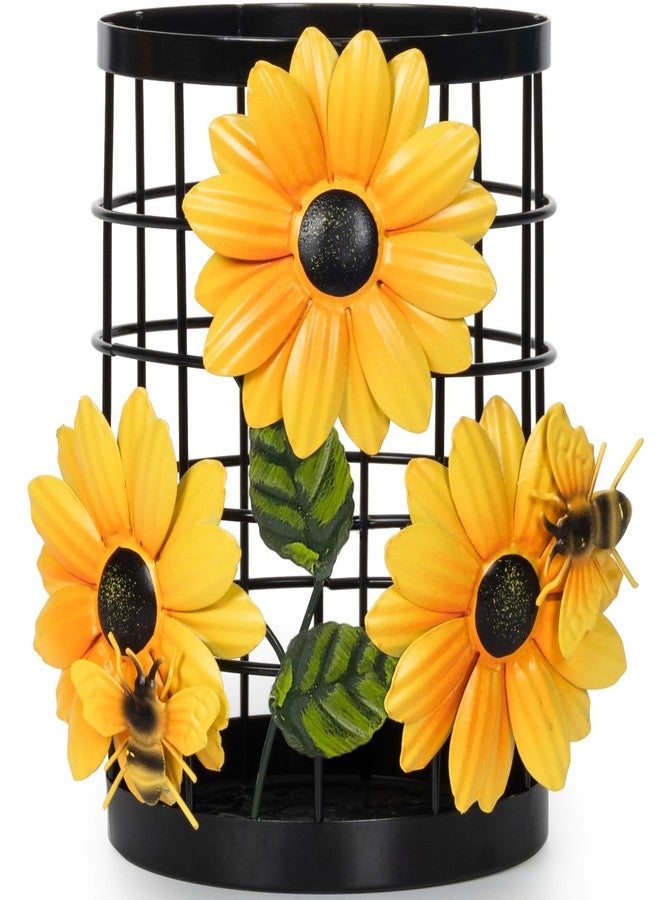 BESZONE Sunflower Utensil Holder Sunflower Kitchen Decor and Accessories Yellow Kitchen Decor Utensil Caddy Countertop Country Crock Counter Organizer Canister Gifts for Women - Image 1