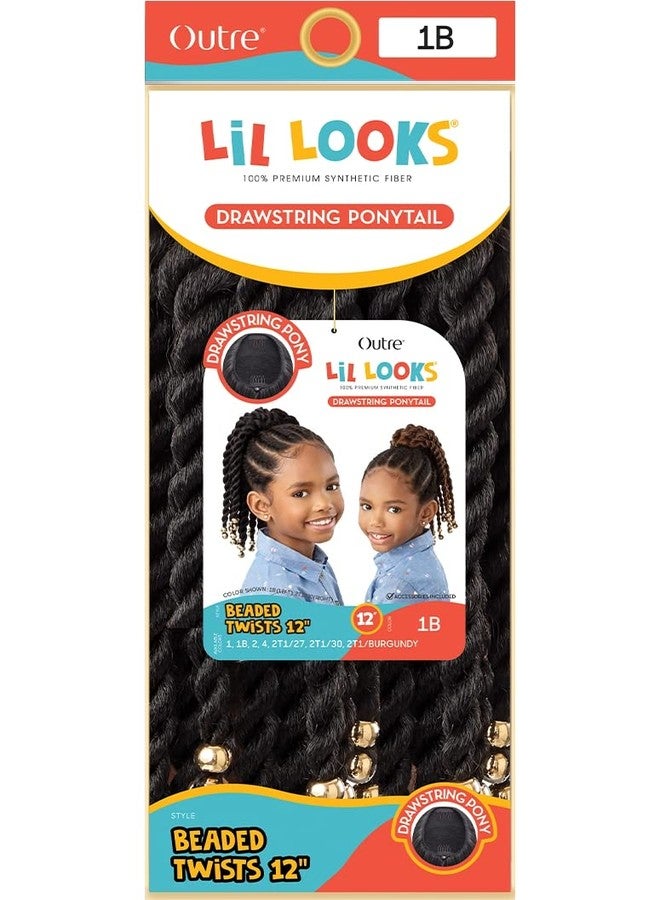 Outre Lil Looks Drawstring Ponytail - BEADED TWISTS 12" (1B) - Image 5