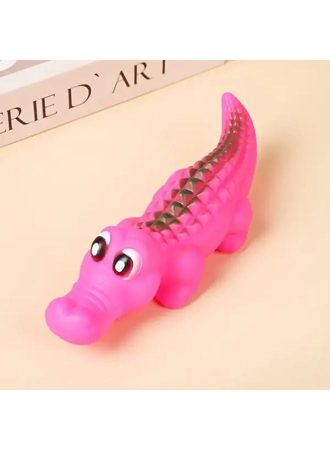 لعبة قضم كبيرة لسمك القرش لكلاب بلون وردي أحمر مع صوت خشخشة لتنظيف الأسنان للمضغ العدواني - Image 1