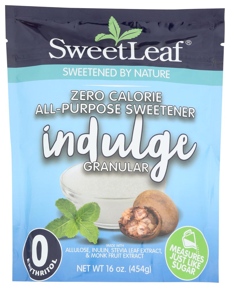 SweetLeaf Indulge Granular Sugar Replacement - All-Purpose Allulose and Monk Fruit Sweetener Blend with Inulin and Stevia, Zero-Calorie Sugar Substitute, Sugar-Free Baking Supplies, 16 Oz - Image 1