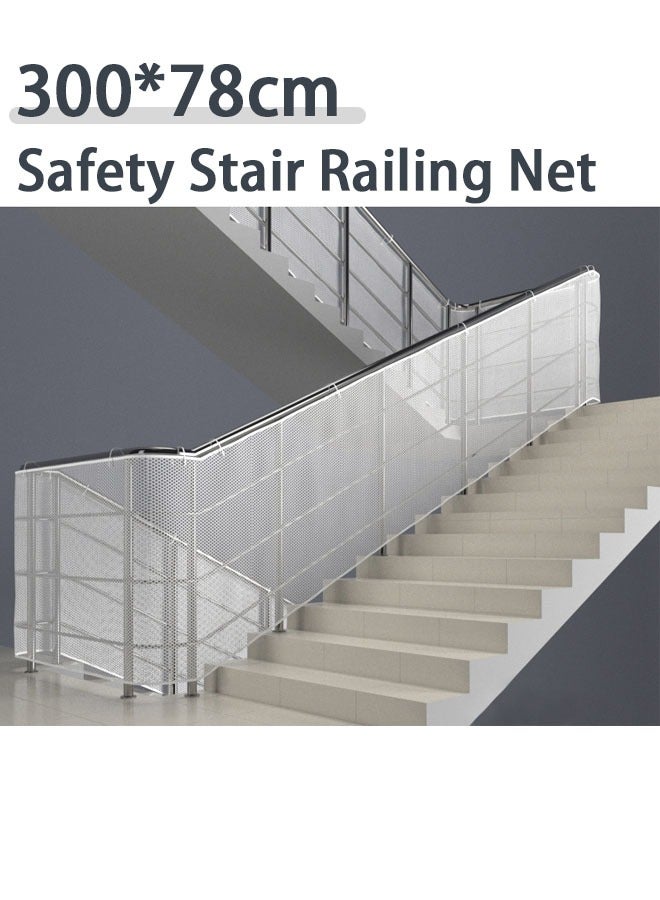 ZVEV Safety Stair Railing Net Children's Outdoor Balcony Fence Protection Mesh No Drilling For Dog Cat Window 300x78cm White - Image 1