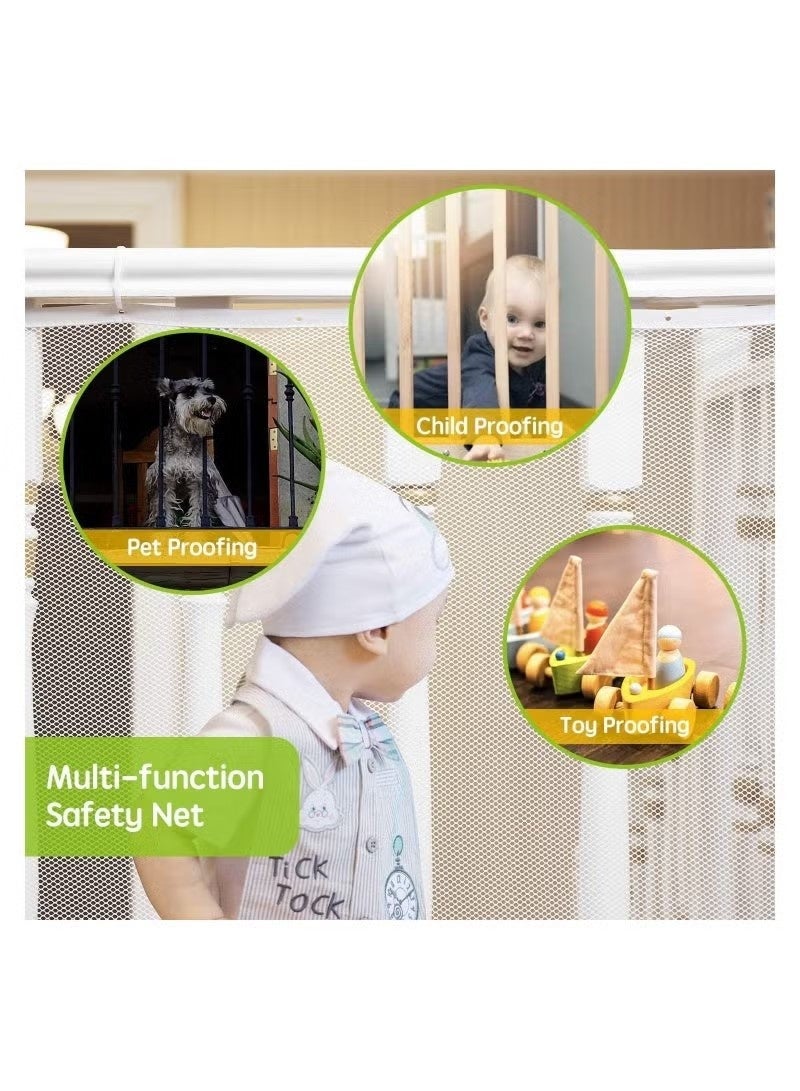 ZVEV Safety Stair Railing Net Children's Outdoor Balcony Fence Protection Mesh No Drilling For Dog Cat Window 300x78cm White - Image 3