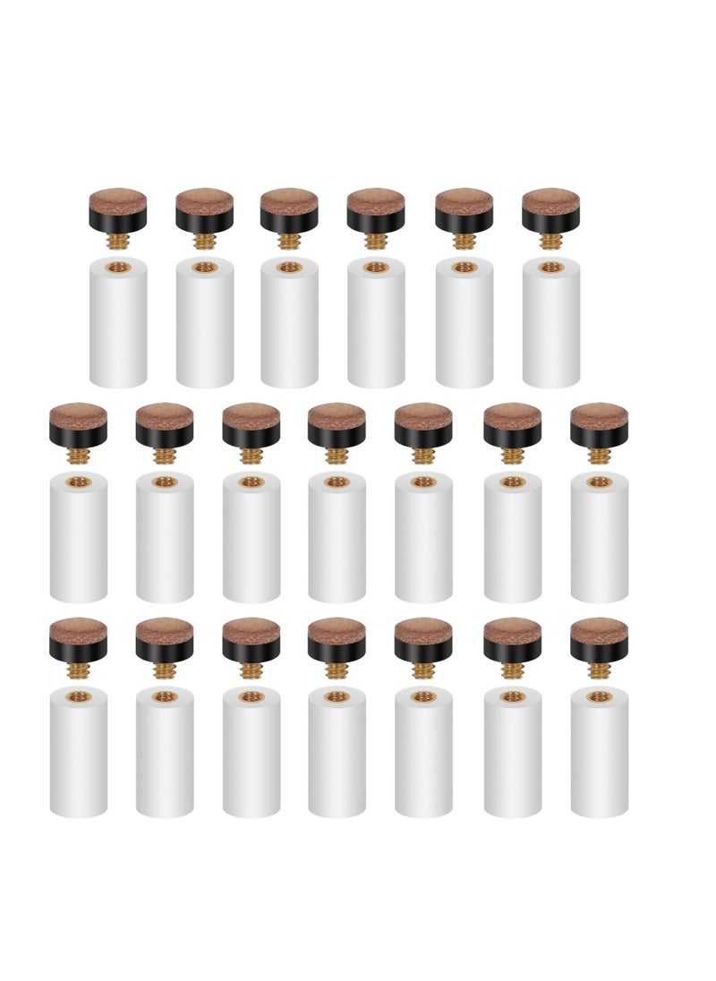 Excefore - Billiard Pool Cue Tips, 20 Pcs 13mm White Pool Cue Tips Replacement Kit, Screw on Cue Tips Hard Leather Replacement (Brown) - Image 1