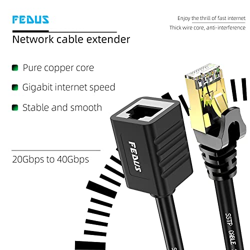 FEDUS Cat8 Ethernet Extension Cable, 3 Meter RJ45 Shielded Male to Female LAN cord Extender Cable, Support cat7 / Cat6 / Cat5e / Cat5 Standards High Speed 40Gbps 2000Mhz SFTP Patch Cord LAN Cable - Image 5