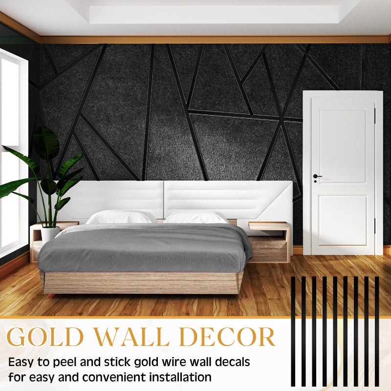 هوليري Hoolerry 24 PCS 70.8 × 1.2 بوصة شارات الجدار المعدني قشر وملصقات البلاط اللاصقة العصي. - Image 4