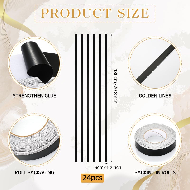 هوليري Hoolerry 24 PCS 70.8 × 1.2 بوصة شارات الجدار المعدني قشر وملصقات البلاط اللاصقة العصي. - Image 2
