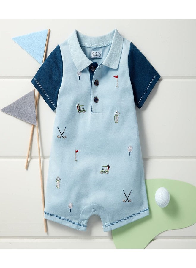 Mud Pie Baby Boys' Golf Pique SCHIFFLY Romper, Blue, 9-12 Months - Image 3