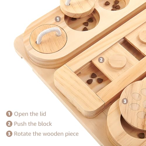 LOOBANI Wooden 3-in-1 Treat Puzzle Feeder for Small/Medium/Large Dogs | Level 1 Puzzle Starter Pack - Image 3