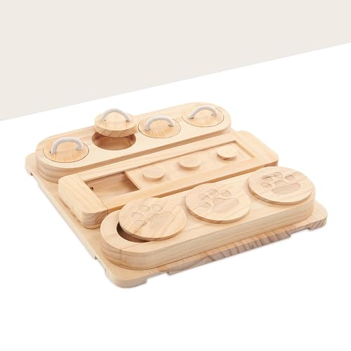 LOOBANI Wooden 3-in-1 Treat Puzzle Feeder for Small/Medium/Large Dogs | Level 1 Puzzle Starter Pack - Image 1