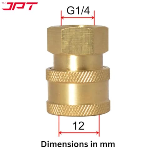 JPT Heavy Duty Pressure Washer Coupler | 1/4-Inch Quick Connect Fitting | Solid Brass Build | Quick Coupler Female Socket - Image 4