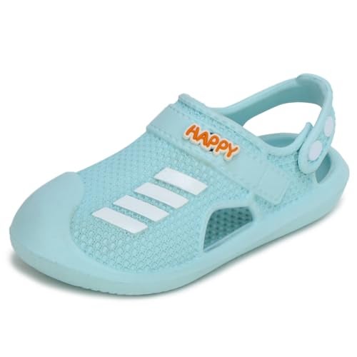 TRASE Kids Clogs for Boys and Girls | Lightweight, Waterproof & Anti-Skid Sandals | Comfortable Slip-On Footwear with Adjustable Strap (Sea Green, 11C UK) - Image 1