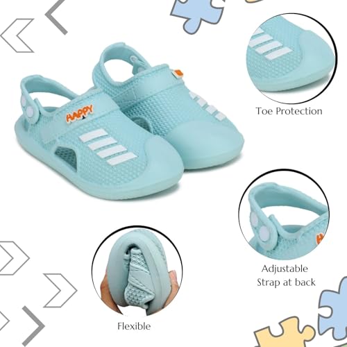 TRASE Kids Clogs for Boys and Girls | Lightweight, Waterproof & Anti-Skid Sandals | Comfortable Slip-On Footwear with Adjustable Strap (Sea Green, 11C UK) - Image 2