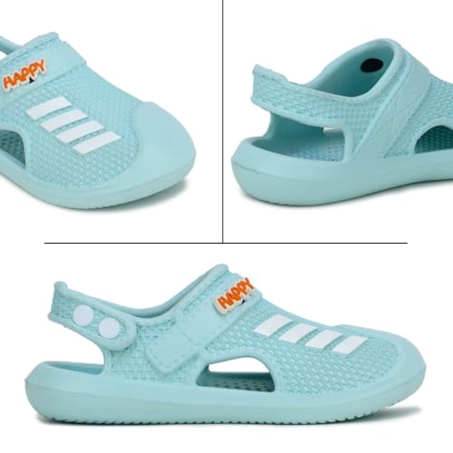 TRASE Kids Clogs for Boys and Girls | Lightweight, Waterproof & Anti-Skid Sandals | Comfortable Slip-On Footwear with Adjustable Strap (Sea Green, 11C UK) - Image 4