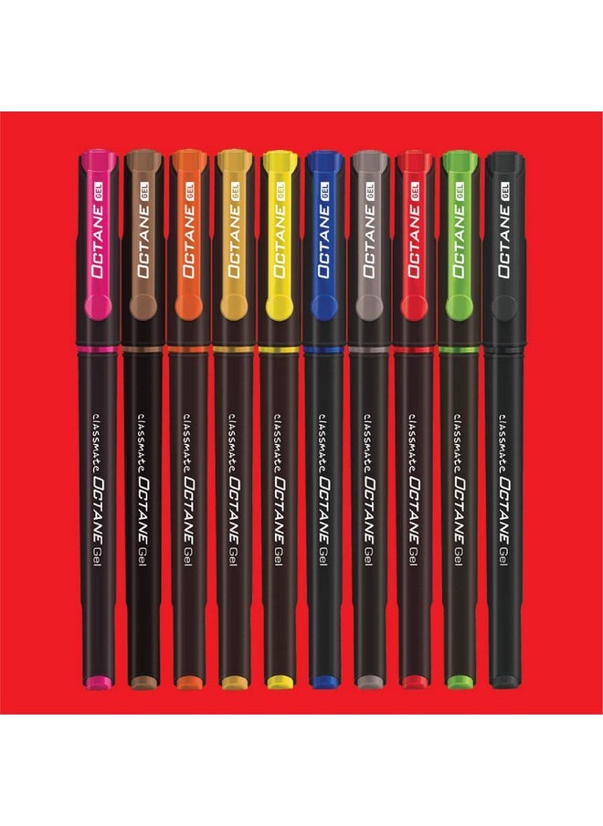 classmate Classmate Octane Colour Burst-Multicolour Gel Pens (Pack of 10) | Gold & Silver Glitter Sparkle Pens|10 Colour Ink Shades for Art Lovers and Kids|Fun at Home Essentials  - Image 2