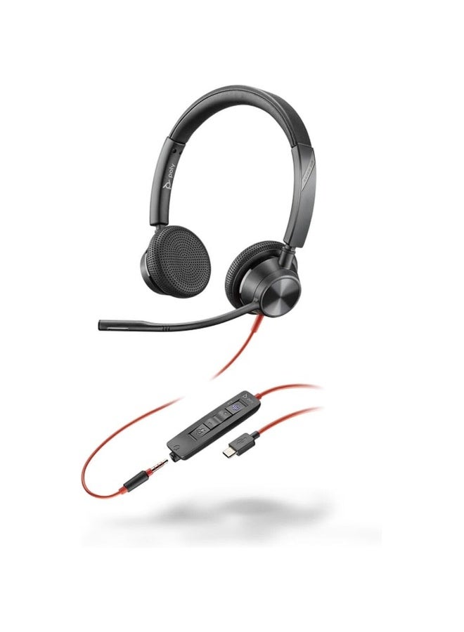 Poly Blackwire 3325 Stereo Wired Headset by HP, USB-C & 3.5mm Connectivity with USB-A Adapter, Microsoft Teams Certified, Noise-Reducing Microphone, In-Line Controls, Comfortable Cushions, Plug & Play for PC, Laptop, Mobile & Mac | 8X222AA - Image 1