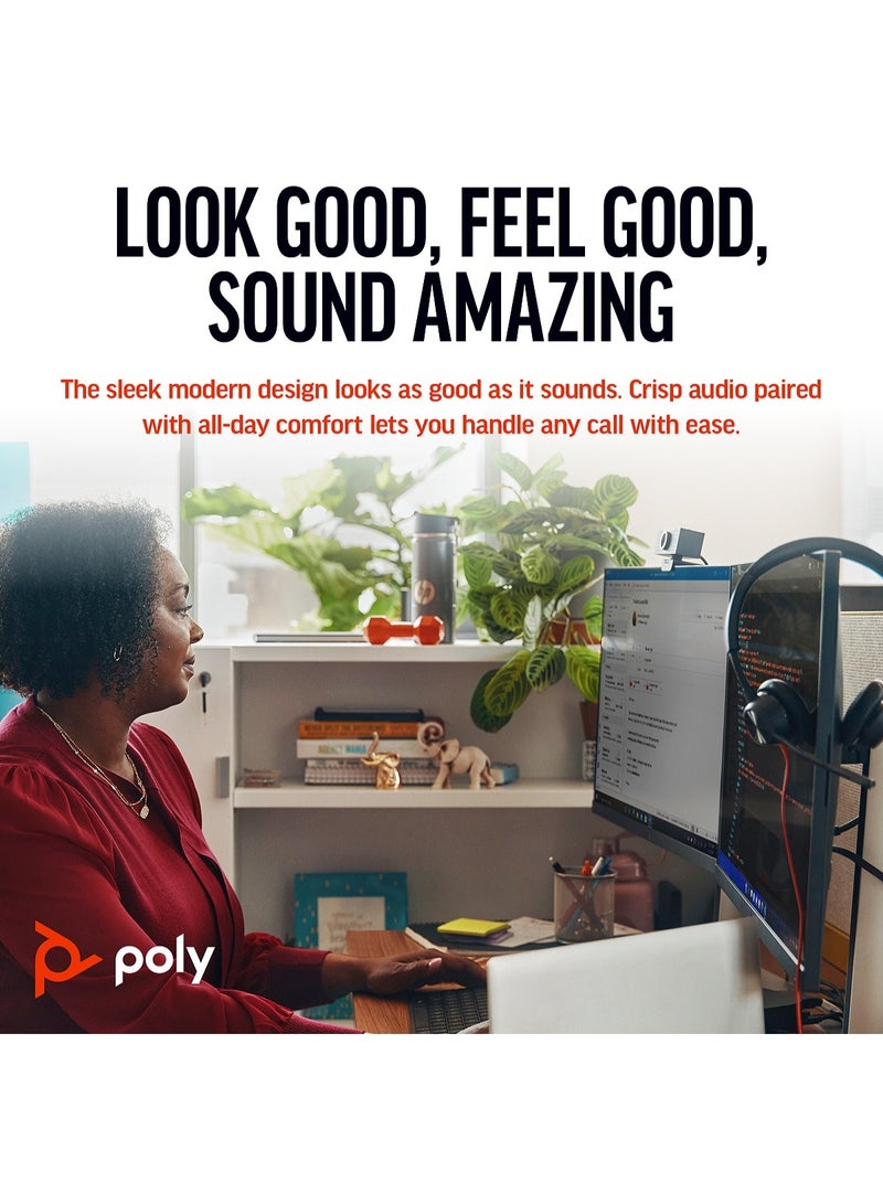 Poly Blackwire 3325 Stereo Wired Headset by HP, USB-C & 3.5mm Connectivity with USB-A Adapter, Microsoft Teams Certified, Noise-Reducing Microphone, In-Line Controls, Comfortable Cushions, Plug & Play for PC, Laptop, Mobile & Mac | 8X222AA - Image 4