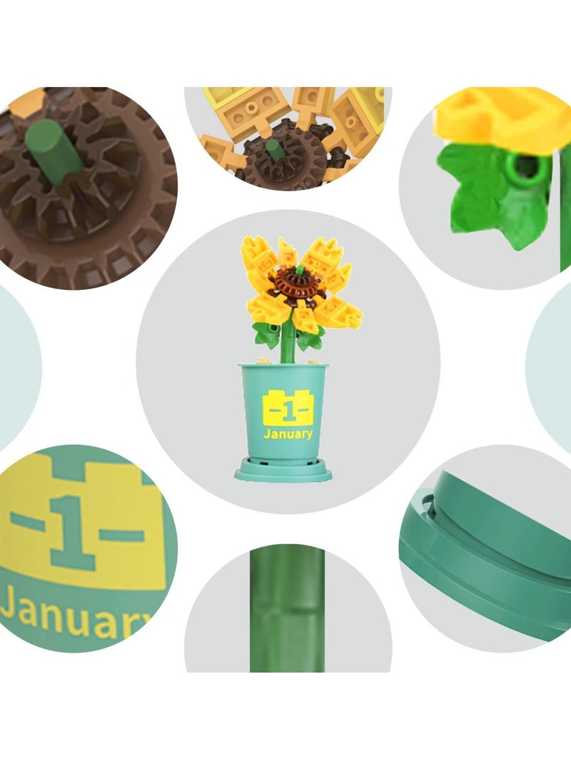 Captaintech Flower Succulents Potted Plant Building Blocks Set, 12 Sets Artificial Flower Plant Bouquet Bonsai Tree Blocks Display Series DIY Gardening Home Office Decor for Adult Women Kids - Image 2