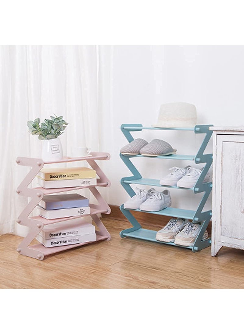 Whitecloud TRANSFORMING HOMES Whitecloud TRANSFORMING HOMES Plastic Shoe Stand Z Type Lightweight Space Saving Shoe Organizer Rack For Home And Office (5 Layer, Pink) 353-25  - Image 3