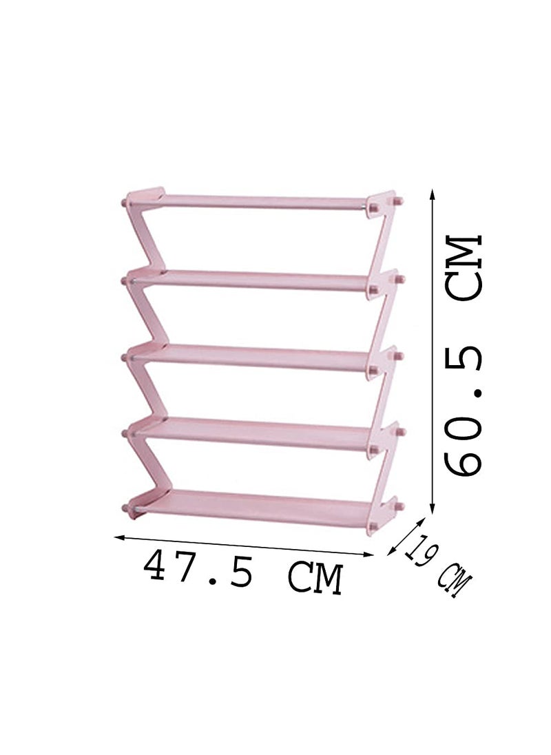 Whitecloud TRANSFORMING HOMES Whitecloud TRANSFORMING HOMES Plastic Shoe Stand Z Type Lightweight Space Saving Shoe Organizer Rack For Home And Office (5 Layer, Pink) 353-25  - Image 4
