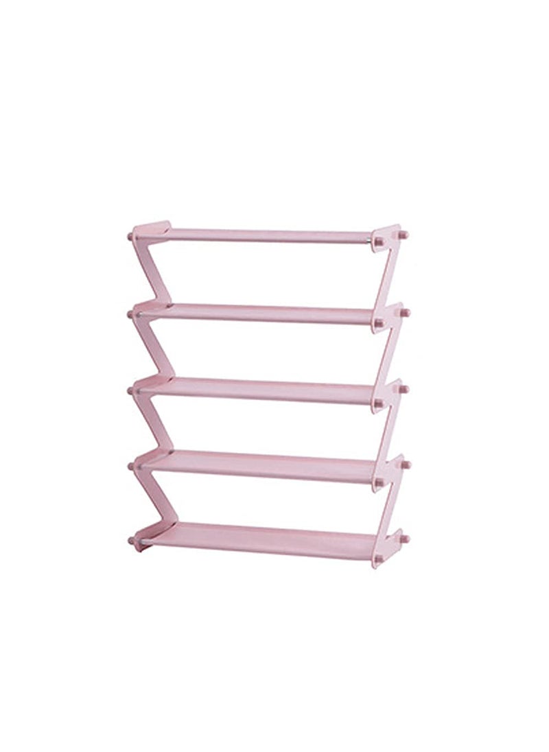 Whitecloud TRANSFORMING HOMES Whitecloud TRANSFORMING HOMES Plastic Shoe Stand Z Type Lightweight Space Saving Shoe Organizer Rack For Home And Office (5 Layer, Pink) 353-25  - Image 1