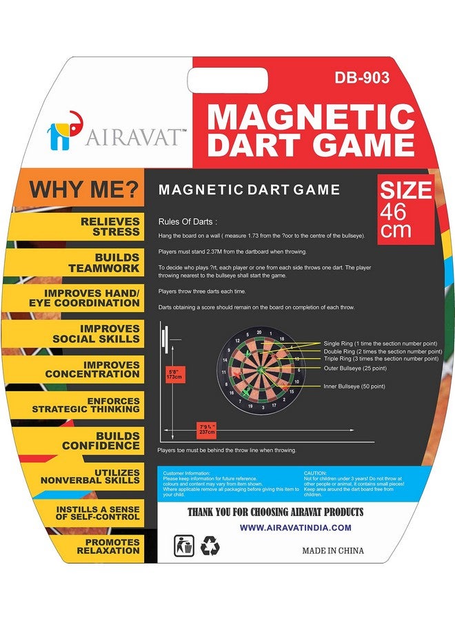 Mayatra's Magnetic Large Dart Board Set 46 cms with 6 Darts � - Image 2