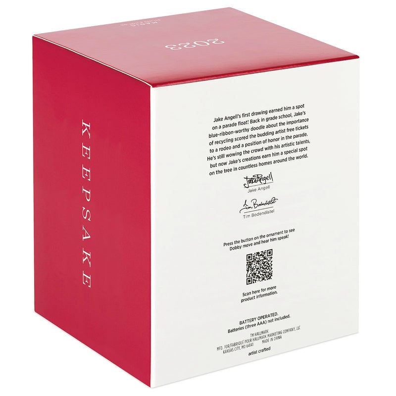 Hallmark Keepsake هولمارك تذكارية عيد الميلاد زخرفة 2023 هاري بوتر زخرفة Dobby المنزل مع هدايا الصوت والحركة لمحبي هاري بوتر - Image 4