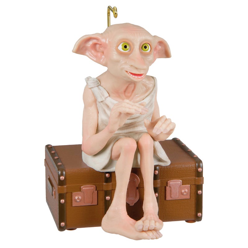 Hallmark Keepsake هولمارك تذكارية عيد الميلاد زخرفة 2023 هاري بوتر زخرفة Dobby المنزل مع هدايا الصوت والحركة لمحبي هاري بوتر - Image 1