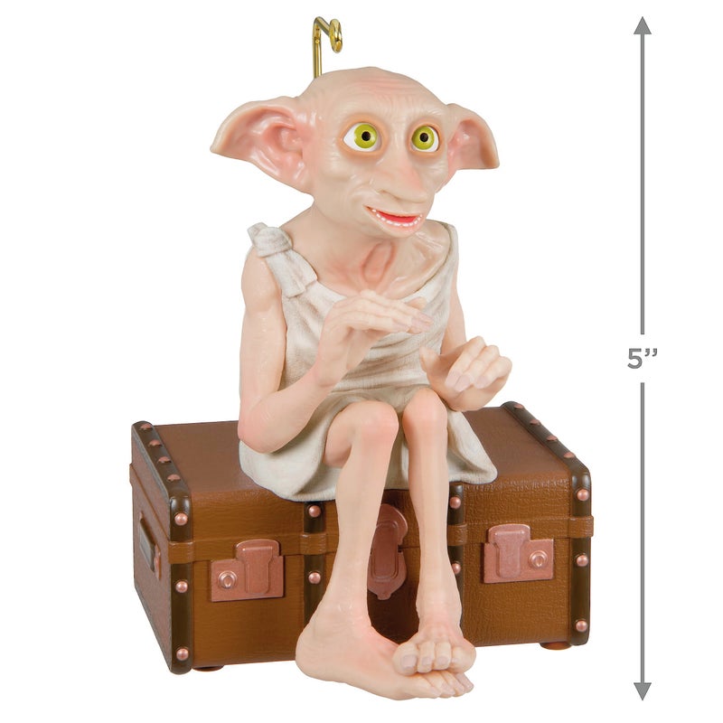 Hallmark Keepsake هولمارك تذكارية عيد الميلاد زخرفة 2023 هاري بوتر زخرفة Dobby المنزل مع هدايا الصوت والحركة لمحبي هاري بوتر - Image 5