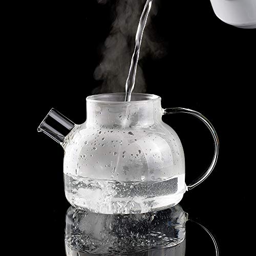 CnGlass Glass Teapot Stovetop Safe,20.3 oz Clear Tea pot with Removable Filter Spout,Loose Leaf and Blooming Tea Maker - Image 4