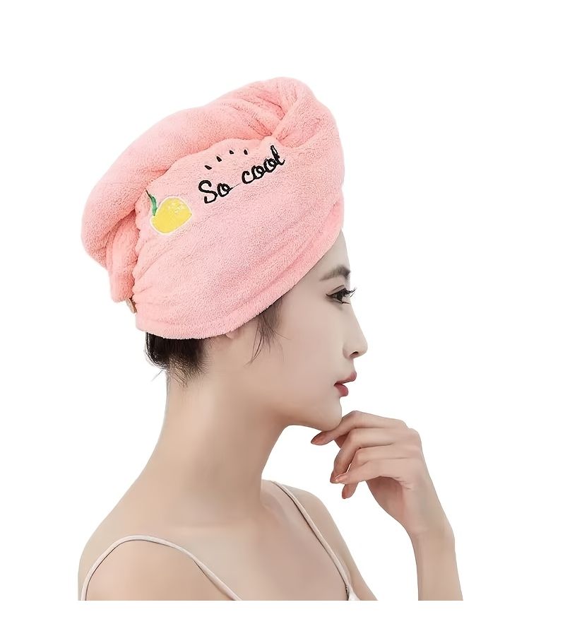 4 Piece Set Women Quick Dry Hair Caps Soft Coral Fleece Highly Absorbent Towel Design Quickly Dries Wet Hair Suitable for Spa Gym Travel Pastel Colors Ultra Fine Fibers Fun Embroidery Durable Construction - Image 2