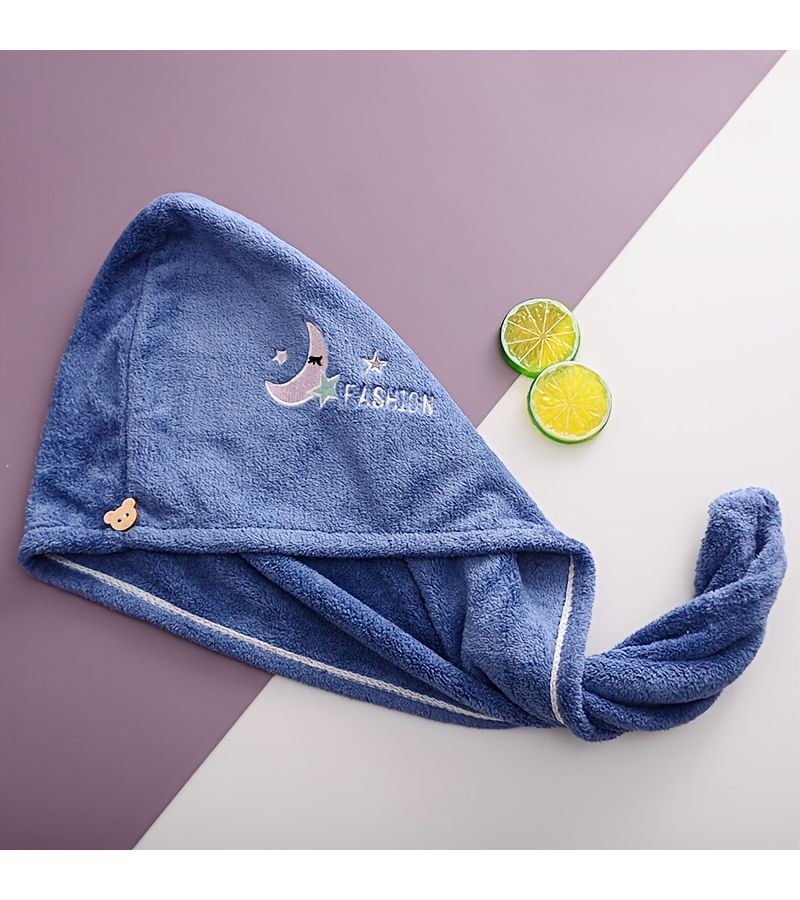 4 Piece Set Women Quick Dry Hair Caps Soft Coral Fleece Highly Absorbent Towel Design Quickly Dries Wet Hair Suitable for Spa Gym Travel Pastel Colors Ultra Fine Fibers Fun Embroidery Durable Construction - Image 4