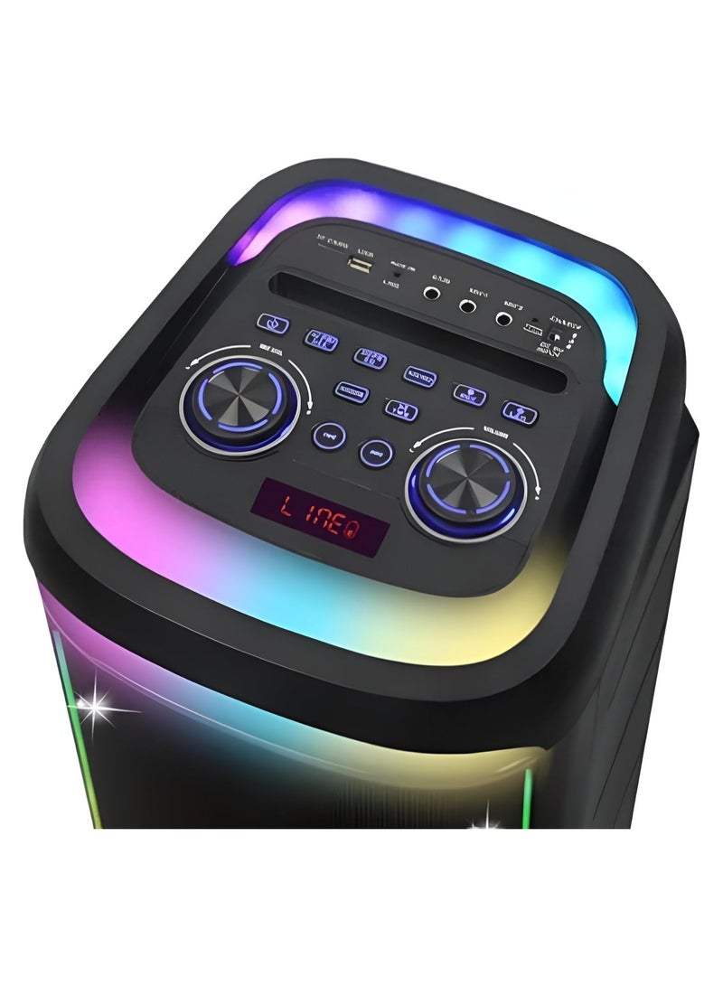 بيتشو مكبر صوت بلوتوث محمول PartyBox NDR930 مع إضاءة RGB، مكبر صوت بلوتوث مع ميكروفون، جهاز تحكم عن بعد وميكروفون لاسلكي، مضخم صوت، راديو FM للحفلات الداخلية والخارجية - Image 4