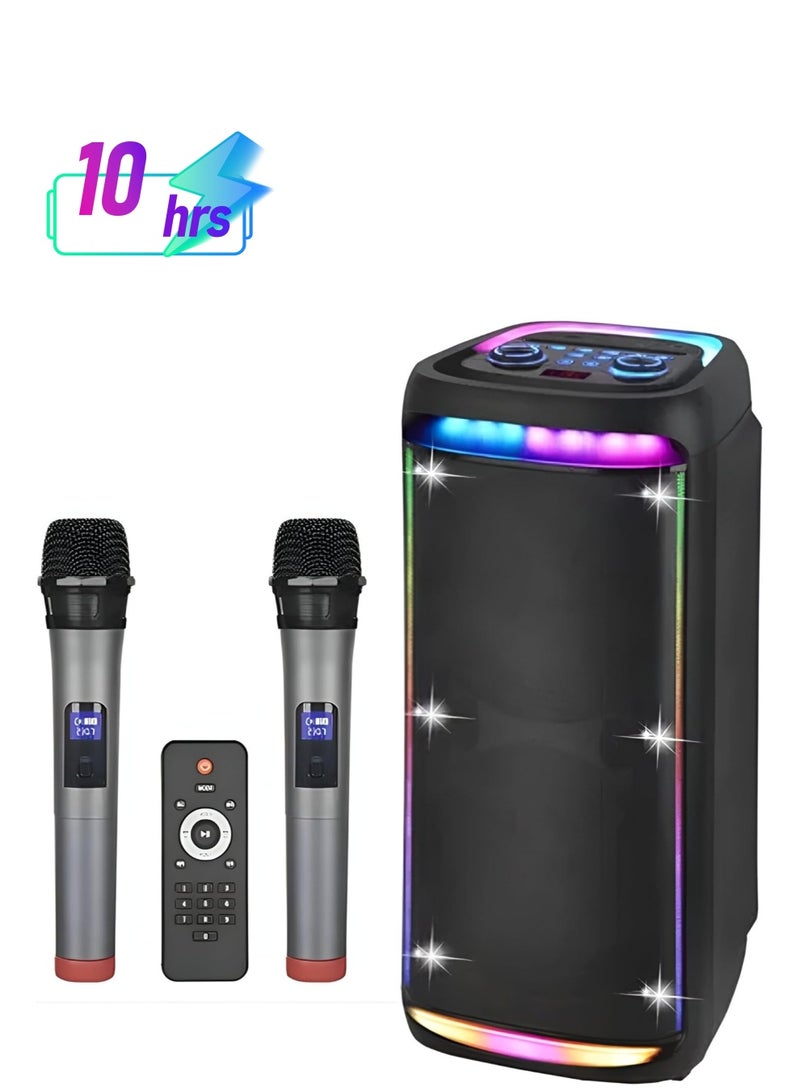 بيتشو مكبر صوت بلوتوث محمول PartyBox NDR930 مع إضاءة RGB، مكبر صوت بلوتوث مع ميكروفون، جهاز تحكم عن بعد وميكروفون لاسلكي، مضخم صوت، راديو FM للحفلات الداخلية والخارجية - Image 1