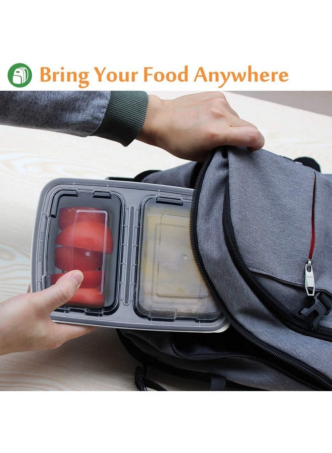 Enther Meal Prep Containers [20 Pack] 2 Compartment with Lids, Food Storage Bento Box | BPA Free | Stackable | Reusable Lunch Boxes, Microwave/Dishwasher/Freezer Safe, Portion Control (32 oz) - Image 4