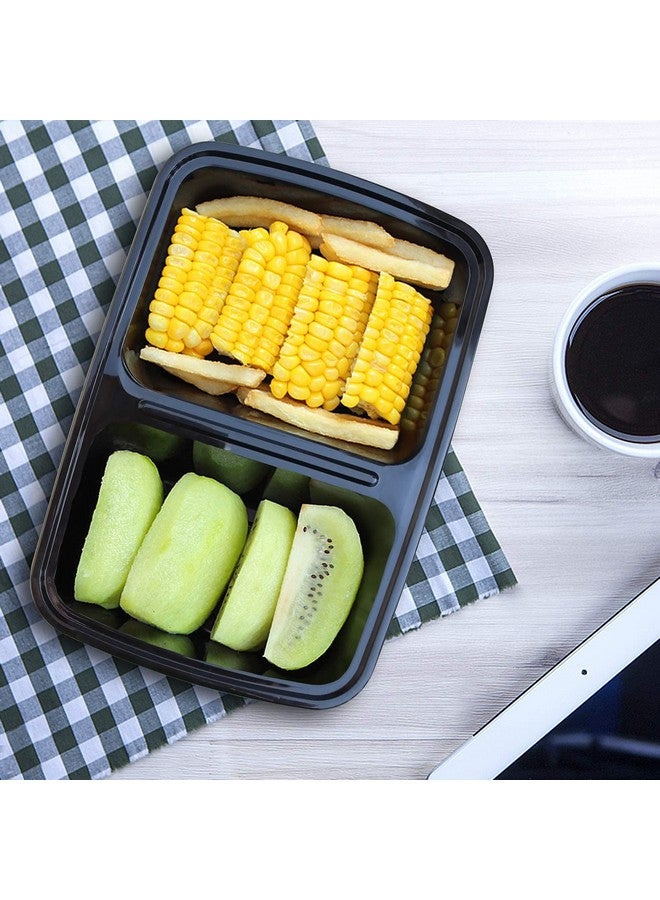 Enther Meal Prep Containers [20 Pack] 2 Compartment with Lids, Food Storage Bento Box | BPA Free | Stackable | Reusable Lunch Boxes, Microwave/Dishwasher/Freezer Safe, Portion Control (32 oz) - Image 2