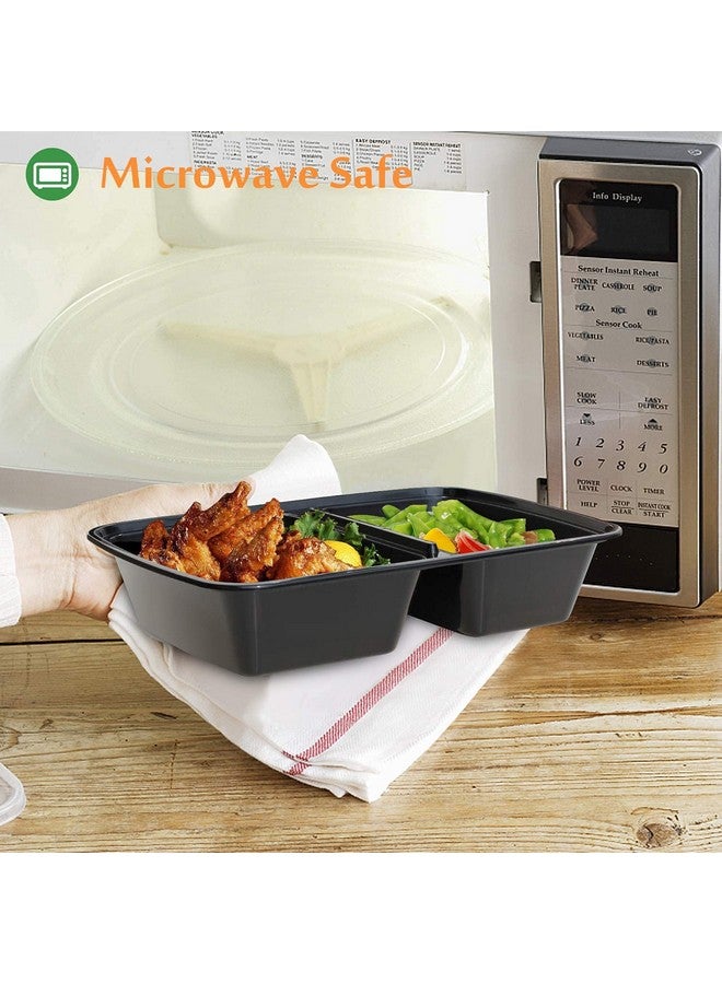 Enther Meal Prep Containers [20 Pack] 2 Compartment with Lids, Food Storage Bento Box | BPA Free | Stackable | Reusable Lunch Boxes, Microwave/Dishwasher/Freezer Safe, Portion Control (32 oz) - Image 3