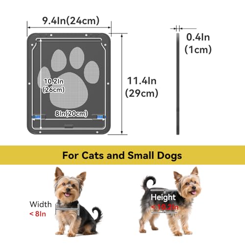 PETLESO Dog Door for Screen Door, Cat Door Screen Small Dog Door Insert for Sliding Door Easy Install, Small 8"×10" - Image 5