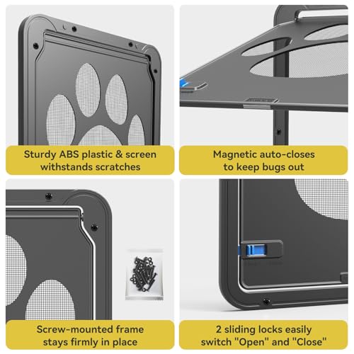 PETLESO Dog Door for Screen Door, Cat Door Screen Small Dog Door Insert for Sliding Door Easy Install, Small 8"×10" - Image 3